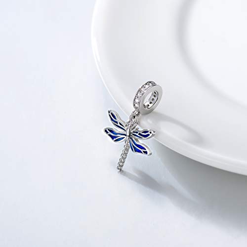 Leecci Dragonfly Charm For Bracelet Sterling Silver Dragonfly Dangle Charms Bead With Cubic Zirconia Dragon Jewelry For Women #TOP1