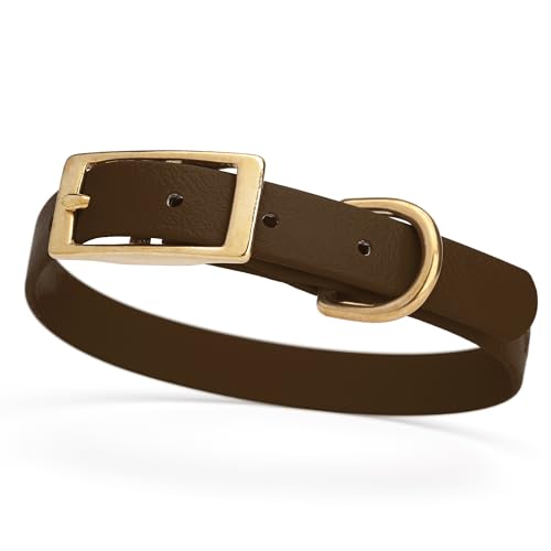 Image of Viper Biothane Heavy Duty Waterproof Dog Collar Strong Coated Nylon Webbing w /Solid Brass Hardware Odor-Proof Easy to Clean High Performance Fits Small Medium or Large Dogs, Dark Chocolate Brown