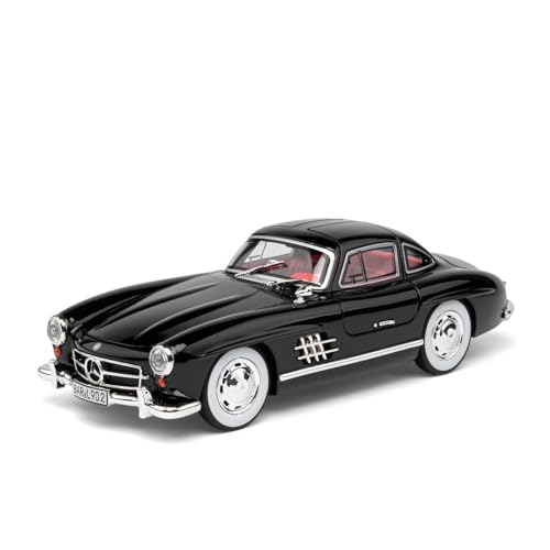 Image of Model Car Exclusive Alloy Metal Pull Back Die-cast Car Metal Pullback Toy car with Openable Doors & Light Music Best Gifts Toys Kids (1:24 Scale Benz 300SL - Black)