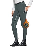 FitsT4 Damen Winterreitleggings Fleece-Reithose Silikon Vollbesatz Reithose mit Reißverschluss-Ta...