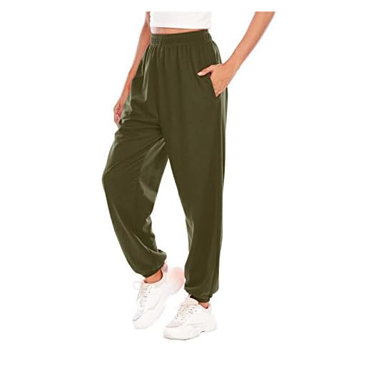 Aniywn Calça feminina casual de cintura alta, esportiva, corrida, harém, calça de moletom folgada, Verde, M