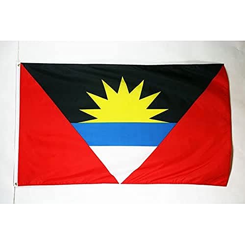 Image of AZ FLAG - Antigua and Barbuda Flag - 3x5 Ft - 100D Polyester Antiguan Barbudan Banner With Two Metal Grommets - Fade Resistant - Vivid Colors - 3' x 5' Feet