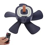 DAUZ Ventilador de Techo Pequeño, Ventilador de Techo para Acampar Función de Sincronización de Control Remoto USB para Acampar (Azul)