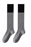 JJ-GOGO Women's Polka Dot Knee High Socks - Fashion Color Matching Sweet Girl Knee Socks Ladies Cotton Long Stockings (gray)