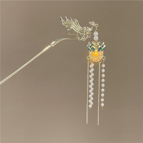 Lantern Light Hairpin Hair Stick Hair Accessories Coiled Tassel Hair Antique Hair pin for Women #04
