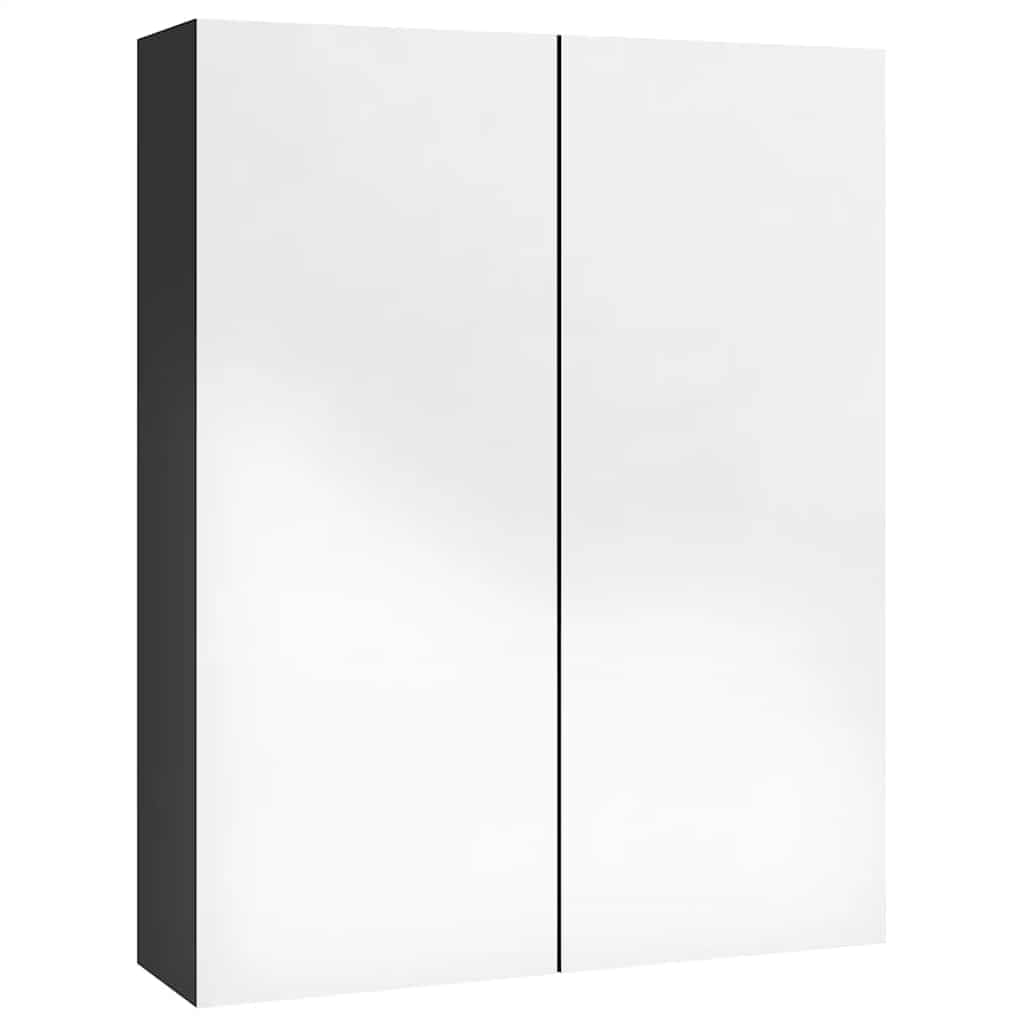 SYDE Armario de Baño con Espejo, 2 Puertas, 3 Compartimentos, 60x15x75 cm | Moderno, Cristal y MDF, Melamina, Almacenaje de Tocador, Pared