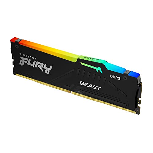 Kingston FURY Beast Noir RGB 128Go (4x32Go) 5600MT/s DDR5 CL40 DIMM Mémoire pour PC de Gamer Kit de 4 Intel XMP - KF556C40BBAK4-128