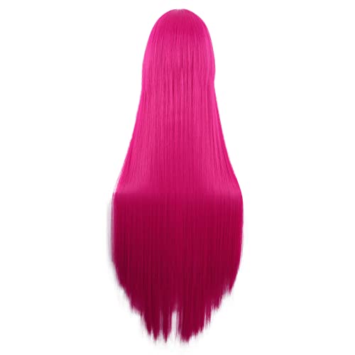 mapofbeauty 40 inch100 cm anime costume long straight cosplay party synthetic wig hot pink