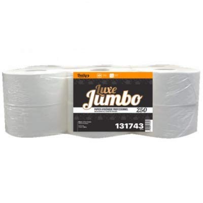 Papier Toilette - Papier de Toilette en Gros - pq Toilette - Rouleaux de Papier hygiénique - Papier Hygiénique 3 Plis Pure Ouate Blanc - Jumbo Luxe 250 - Colis de 6 Rouleaux