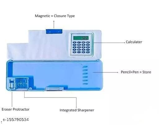 Image of Pack of 1 Multipurpose Magnetic Pencil Box with Calculator, Dual Sharpener for Girls & Boys for School, Big Size Cartoon Printed Pencil .(Any one Design Will be Sent)