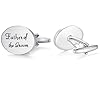 HONEY BEAR Oval Wedding Cufflinks Tie Clip Set for Mens Marriage Gift with Box,Brushed Silver,5.5cm (Father of the Groom) #1