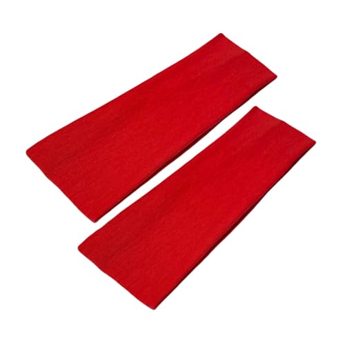 WESTEND CHOICE 7cm Wide Headbands 2 Pack Plain Stretchy Hairband Unisex Kylie Headband Bandeau Gym Exercise Headbands for Women & Men Soft Yoga Head Band (Red)