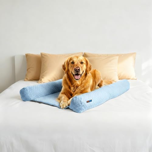 Image of DenMate Does Your Pet Try to Kick You Out of Bed at Night, Or Sleep On Top of You. Try The First OnBed Dog Bed. Helps Stabilize Nighttime Movement to Improve Dog & Owners Sleep. Machine Washable.