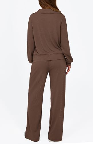 BTFBM Womens 2 Piece Sweatsuits Set Long Sleeve Half Zip Pullover Sweatshirt Wide Leg Sweatpants Fall Outfits Tracksuit4