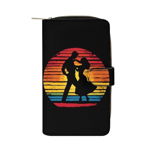Salsa Dancing Dancer Vintage Long Wallet PU Leather Credit Card Holder Durable Zippered Purse Clutch Wallet
