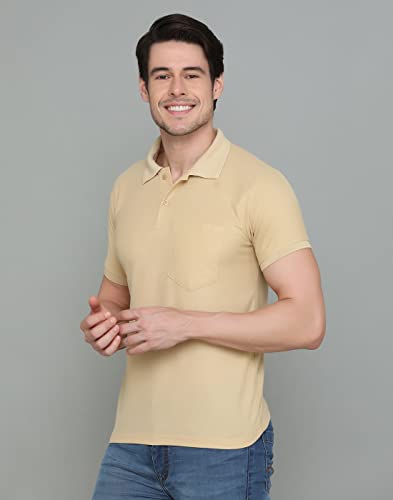 Image of INKKR Men's Polo Neck Half Sleeve Cotton Blend Regular Fit T-Shirt With Pocket