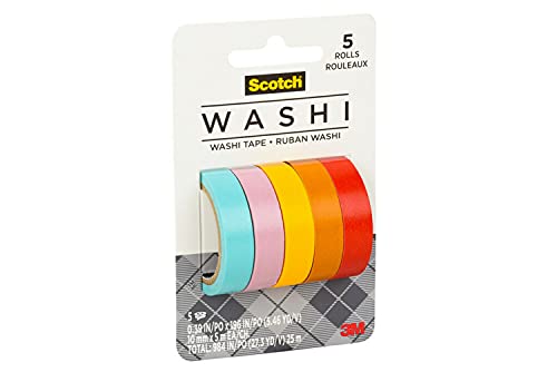 Image of Scotch Washi Tape, Summer Design, 5 Rolls, Great for Bullet Journaling, Scrapbooking and DIY Decor (C1017-5-P4)