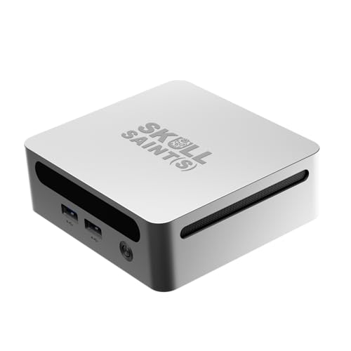Image of SKULLSAINTS CoreX Mini PC Powered by Ryzen Series, Triple Display Support, Wi-Fi 6E, Bluetooth 5.3, Compact Design, Metal Mini PC (Silver, Ryzen 9 5900HX, 16+128)