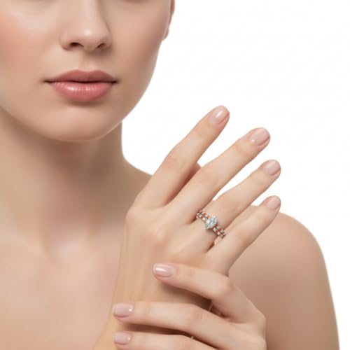 Image of 55Carat Choose Your Gemstone Marquise Shape 14k Rose Gold Plated Classic Delicate Diamond CZ Handmade Fashion Jewelry Party Wear Daily Wear Ornament Gifts for Wife Wedding Ring Sets : US Size 4 to 12