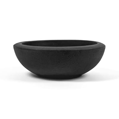 ARBORA 21" Santorini Bowl Polyresin Indoor and Outdoor Planter with Classic Black Finish - Durable, Weatherproof, Lightweight, Large Plant Pot for Patio, Garden, Deck, Entryway