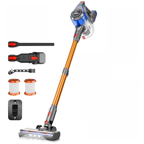 Honki Aspiradora Escoba Sin Cable 45 Kpa, Ligera y Sin Bolsa – Ideal para Suelos Duros, Alfombras y Zonas Difíciles, Azul