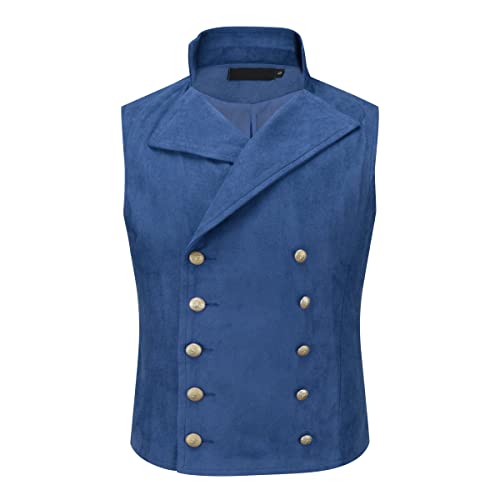 YFFUSHI Mens Double Breasted Suede Dress Vest Gothic Steampunk Prom Party Velvet Waistcoat2