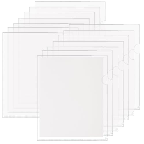 HABGP 14Pcs Clear File Folders Letter Size Sheet Protectors 8.5 x 11 Inch Plastic Folders L-Shaped Beveled Open Report Covers Page Paper Document Folder