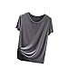 Hnodov Women's Sleep T-Shirt Crew Neck Pajamas Top Short Sleeve Sleepwear Soft Pjs Tshirts Loose Comfy Lounge Pajamas Shirt (Gray,Large)