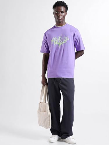 Image of The Indian Garage Co Men Loose Wide Leg Solid Mid-Rise Elasticated Utility Cargo Joggers