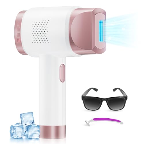Depiladora Luz Pulsada con Función de Refrigeración, Depiladora Laser con Mode 3 en 1-HR/RA/SC, 600NM-1200NM Onda de Luz Roja, Max 20.5J, Pantalla táctil LCD para Bikini, Axilas, Cara, Cuerpo