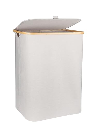 zzolee - Wäschekorb mit Deckel 100L, Wäschesammler mit Herausnehmbaren 2...