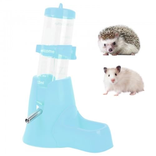 Hamster Water Bottle, 3-in-1 Automatic Water Feeder, 125 ml, for Hamster, Hedgehog, Squirrel, 14.3x18.5cm (Blue)
