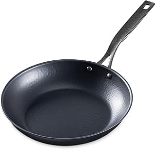 Navaris Patelnia ze stali węglowej, 28 cm, profesjonalna niebieska stal węglowa, do wszystkich rodzajów kuchenek, również indukcyjnych, wypalana patelnia ze stali węglowej