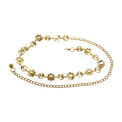 Women Fashion Look Belt Hip High Waist Gold Metal Chain Flower Charms Size S M L2
