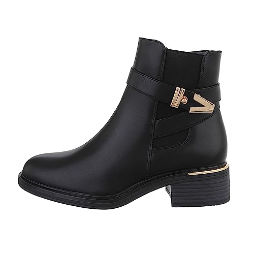 Ital Design Damenschuhe Stiefeletten Klassische Stiefeletten, DES638P-, Kunstleder, Schwarz, Gr. 39
