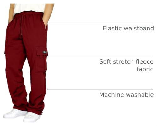 Image of Men's Cargo Sweatpants Casual Fleece Joggers Loose Fit Open Bottom Athletic Pants for Men with Pockets