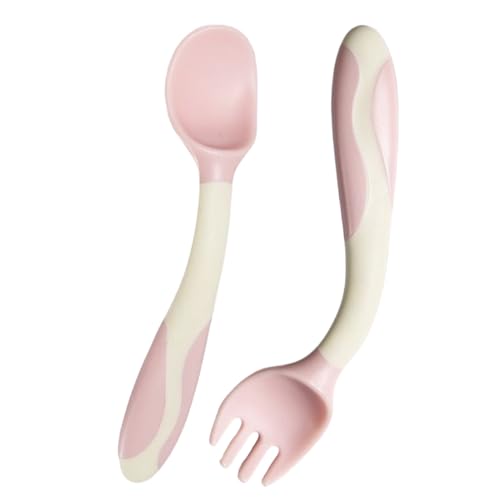 Cucharas Y Tenedores Para Bebé | Cuchara Y Tenedor De Alimentación De Silicona | Set Alimentación Ergónomico Para Niños Niñas En La Etapa Destete Guardería Con Cuchara Tenedor