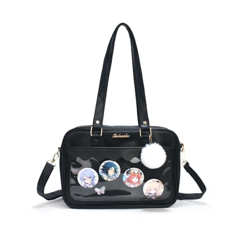 Sac Ita bandoulière kawaii sac à épaule japonais transparent avec pompon amovible
