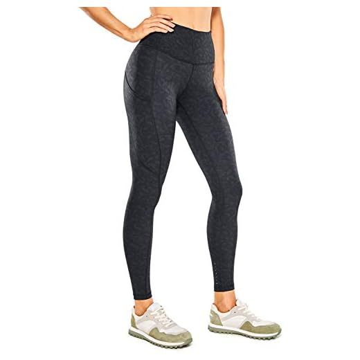 CRZ YOGA kvinnor naken känsla gym leggings knäsäker hög midja yogabyxor sport tights med ficka - 25 tum