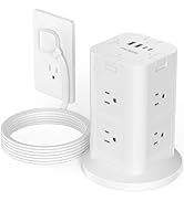 Surge Protector Power Strip Tower with 4 USB (2 USB C), 8 AC Outlets Tower with Individual Switch...