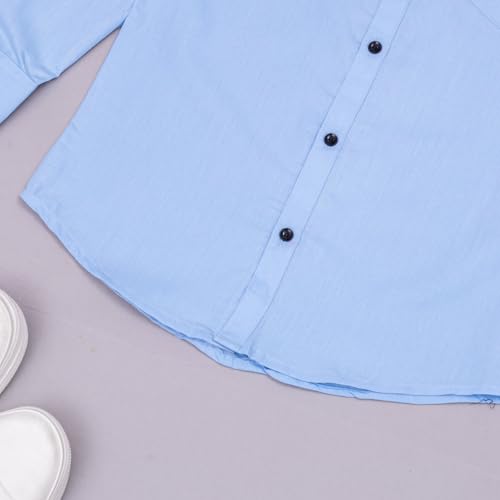 Image of Vikita Enterprise Kid Boy's Cotton Solid Shirt with Spread Collar Neck Full Sleeves Button Closure Curved Length and One Pocket | Shirt For Kids Boys