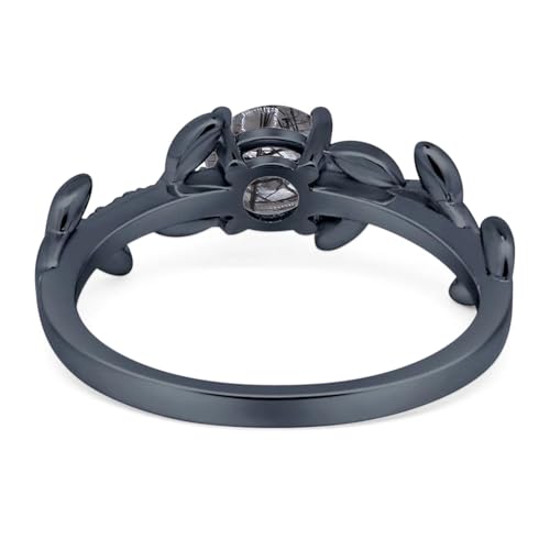 OMRANII Art Deco Ring Round Natural Rutilated Quartz Vintage Leaf Style CZ Wedding Engagement Rings For Women 925 Sterling Silver Gift For Her3