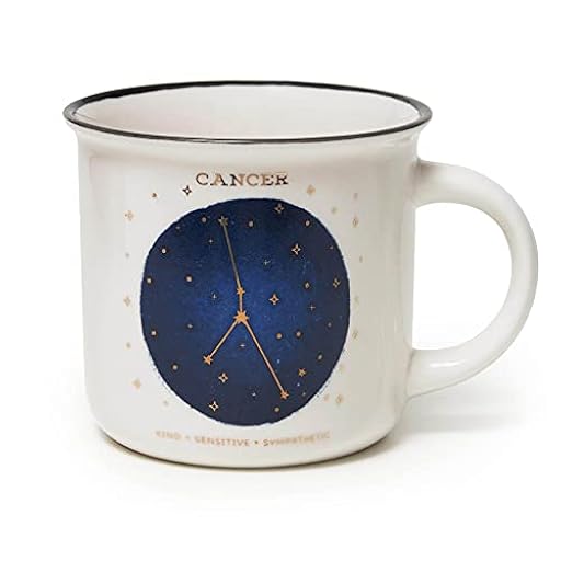 Legami - Taza, Count Your Lucky Stars, Tema Cancer, Taza de Porcelana New Bone China, Signo del Zodiaco Laminado en Oro, Apta para Lavavajillas, Capacidad 350 ml | Ya disponible en tu tienda friki favorita! En mundofriki.es!
