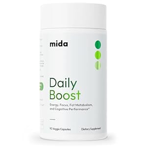 Mida Health® Daily Boost 3-in-1 Weight Loss, Energy, Focus Support for Women & Men | 7-Keto DHEA Thermogenic with Natural Caffeine, CoQ10, B12, Ginkgo, Ginseng, L-Theanine, Folate | 90 Capsules