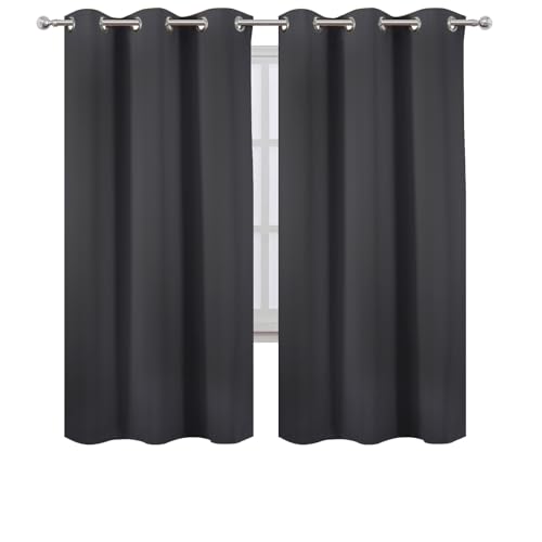 Image of LEMOMO Dark Grey Thermal Blackout Curtains /42 x 72 Inch /Set of 2 Panels Room Darkening Curtains for Bedroom