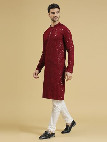 Image of Rajubhai Hargovindas Men Chikankari and Sequin Work Kurta