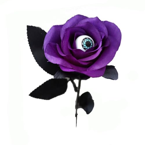 Anevous Pack of 12 Artificial Halloween Rose Flowers with Eyeballs, Artificial Rose Flowers