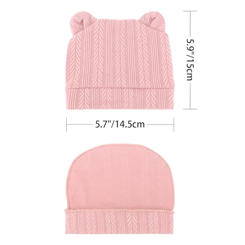 Image of BQUBO Newborn Baby Hats Bear Ears and Mittens Sets Preemie Caps Baby Boy Girl Infant Hospital Beanie for 0-3 Months