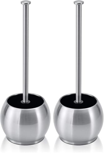 Image of ToiletTree Products Stainless Steel Plunger - Heavy Duty Toilet Bowl Plunger with Holder for Bathroom Essentials and House Cleaning Tools - Stainless Steel, 6.5 inch x 6.5 inch x 18.5 inch (Pack of 2)