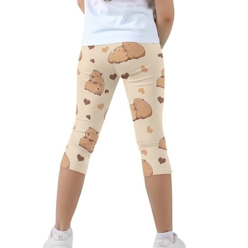 Girls Stretchy Yoga Pants Kids Athletic Leggings Comfortable Capri Trousers Elastic Waistband Dance Leggings3